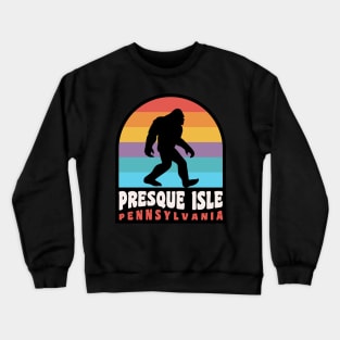 Presque Isle Erie Pennsylvania Bigfoot Sasquatch Retro Sunset Crewneck Sweatshirt